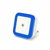 Lampa de noapte LED, cu senzor zi-noapte, 1W, 40lm, lumina albastra, 110-240V, plastic