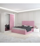 Dormitor Luca Roz Cu Dulap Tapitat 160x200cm