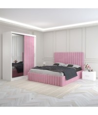 Dormitor Luca Roz Cu Dulap Tapitat 180x200cm
