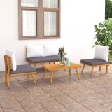 Gossi set mobilier de gradina cu perne, 4 piese, lemn masiv de acacia