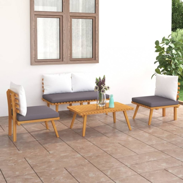 Gossi set mobilier de gradina cu perne, 4 piese, lemn masiv de acacia