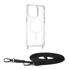 Husa magsafe compatibila apple iphone 13 pro, atasare magnetica, cu snur detasabil, black foto