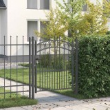 vidaXL Poartă de gard cu țepi Gri 125 x 100 cm Oțel vopsit &icirc;n pulbere 42009003