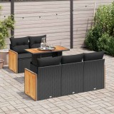 vidaXL Set mobilier grădină perne 6 piese negru poliratan/lemn acacia 3327660