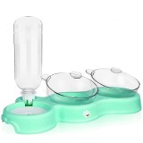 Bol ortopedic dublu pentru pisici cu reumplere automata a apei, Linomag&reg;, 500ml, 37x24x15 cm, Verde fistic