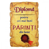 Magnet Diploma pentru Cei mai buni PARINTI din lume, lemn, Alexer