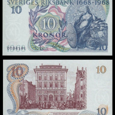 SUEDIA █ bancnota █ 10 Kronor █ 1968 █ P-56 █ COMEMORATIV █ UNC █ necirculata