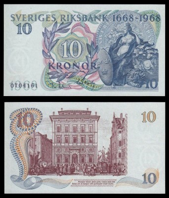 SUEDIA █ bancnota █ 10 Kronor █ 1968 █ P-56 █ COMEMORATIV █ UNC █ necirculata foto