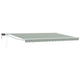 vidaXL Marchiză retractabilă manuală cu led-uri Verde și alb 4 &times; 3 m 3419302