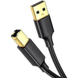 Cablu de imprimanta UGREEN, US135, USB A 2.0 la USB B 2.0, Conectori placati cu aur 24k, 480 Mb/s, Lungime 150 cm, Negru