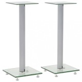 Cumpara ieftin Standuri boxe 2 buc., sticlă călită, design coloană, argintiu