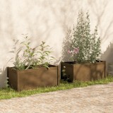 Cumpara ieftin Jardiniere grădină 2 buc maro miere 100x50x50cm lemn masiv pin