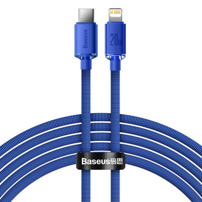 Cablu De Date De &amp;icirc;ncărcare Rapidă Din Seria Baseus Crystal Shine USB Tip C La Lightning 20W 2m Albastru (CAJY000303) foto