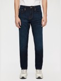 Blugi barbati Nelio, cu talie medie si croiala Slim Fit, Slim Leg, Bleumarin inchis, W29 L30