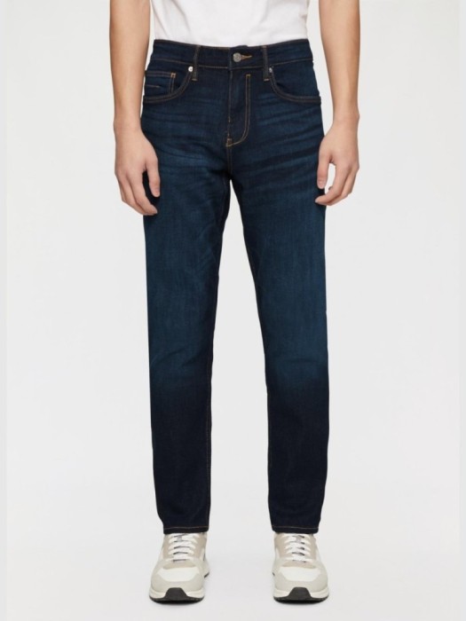 Blugi barbati Nelio, cu talie medie si croiala Slim Fit, Slim Leg, Bleumarin inchis, W29 L30