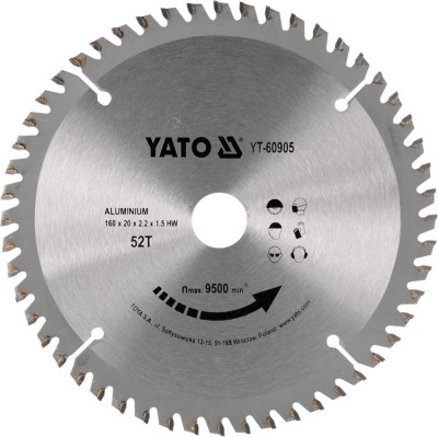 YATO Disc circular pentru aluminiu 160 x 20 x 2.2 T52 foto