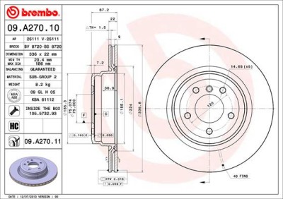 BREMBO 09.A270.11 PRIME LINE - UV Coated Disc frana foto