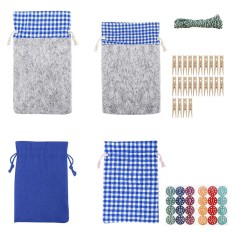 Set 24 saculeti pentru calendar advent, textil, hartie, lemn, multicolor