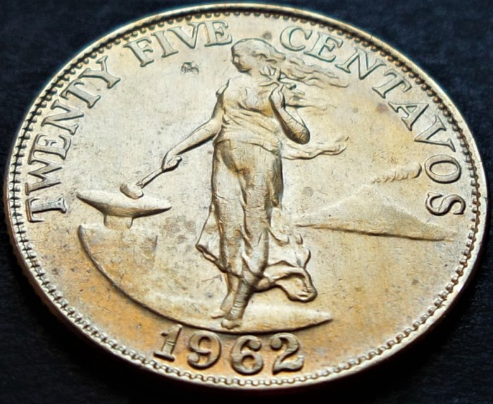 Moneda exotica 25 CENTAVOS - FILIPINE, anul 1962 * cod 5152 = excelenta