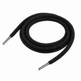 Cumpara ieftin Snur textil negru pentru hanorac si pantaloni trening, siret rotund din bumbac cu terminatii metalice pentru gluga, jachete si incaltaminte, 130 cm