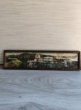 Tablou panoramic rar de colecție &ndash; Ocna Sibiului, cromolitografie interbelică &icirc;n ramă originală