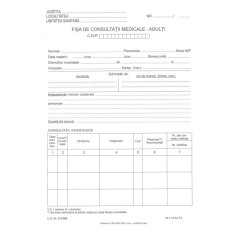 Fisa consultatii medicale adulti, tipar fata verso, A4, coperta carton 140 g/mp