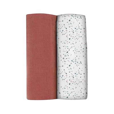 Set 2 Museline Beaba bumbac 120x120 cm Hot Sauce Terrazzo foto