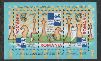 Romania 2002 - #1595 A 35-a Olimpiada de Sah M/S 1v MNH foto