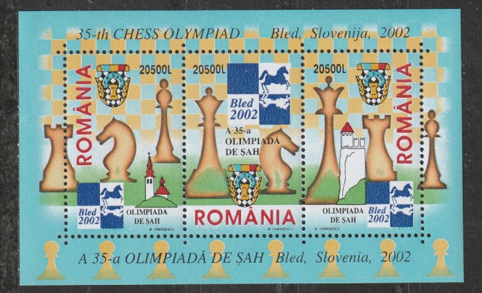 Romania 2002 - #1595 A 35-a Olimpiada de Sah M/S 1v MNH