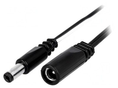 Cablu DC 5,5/2,1 mm Mufă-Soclu Drept Negru 2x0,5mm&amp;sup2; foto