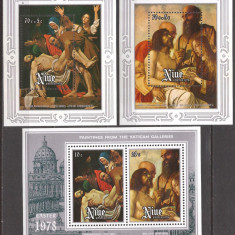 NIUE 1978 PICTURA PASTE GALERIA VATICAN ( bloc + 2 colite de lux dt.) MNH