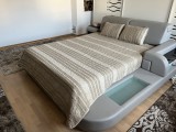 Cuvertura pat decorativa si de protectie CreponTex by Coneltex, 220 x 240 cm, pat dublu, culoare crem