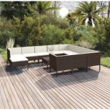 vidaXL Set mobilier de grădină cu perne, 12 piese, maro, poliratan 3094511