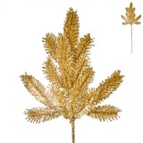 Ramură Decorativă Crăciun, Tulpină Lungă, Glitter Auriu, 36 cm, Oem
