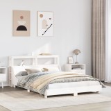 VidaXL Cadru de pat fără saltea, alb, 135x190 cm, lemn masiv de pin