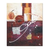 Tablou abstract pictat manual, Calatorie in spatiu, 60x50cm ulei pe panza in relief efect 3D, gata de agatat pe perete