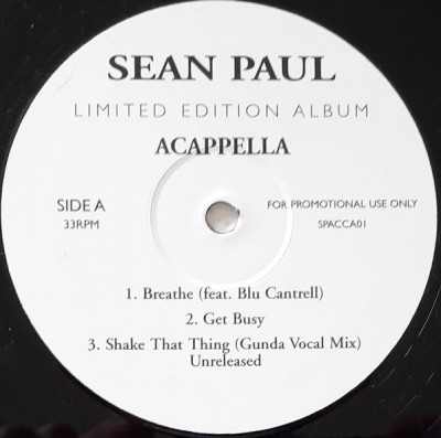 Vinil Sean Paul &amp;lrm;&amp;ndash; Acappella (VG++) foto