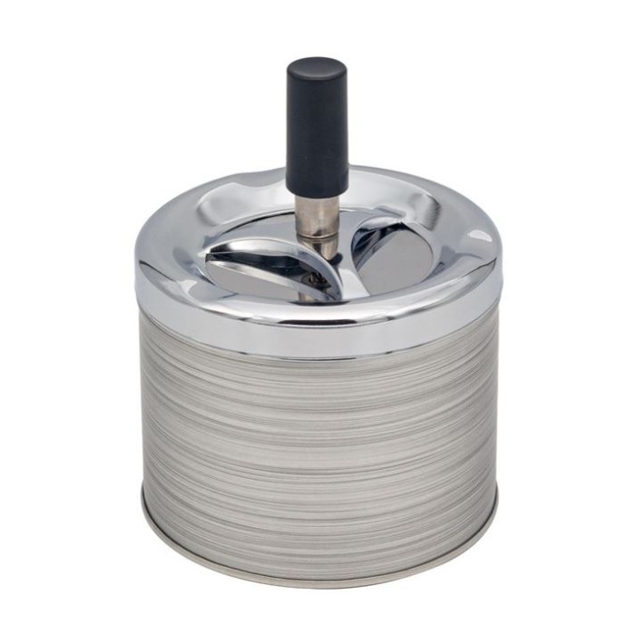Scrumiera cu capac anti vant, Kopenpal, Metal, Gri cu dungi, 9x14 cm
