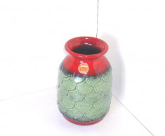 Vaza ceramica smaltuita, hand made, anii 60 - Pineapple - marcaj Jasba, Germania foto