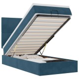 Cumpara ieftin Cadru de pat otoman cu saltele Albastru inchis 90x200cm catifea