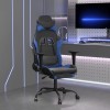 Scaun de gaming masaj/suport picioare negru&amp;albastru piele eco