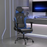 Scaun de gaming masaj/suport picioare negru&amp;albastru piele eco