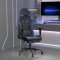 Scaun de gaming masaj/suport picioare negru&amp;albastru piele eco