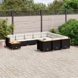 Cumpara ieftin Set canapele de grădină cu perne, 11 piese, negru, poliratan