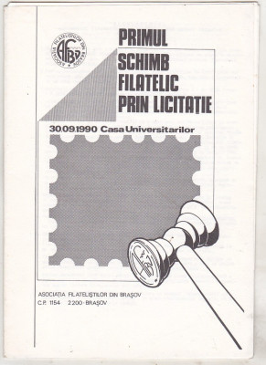 bnk fil Catalogul Primul schimb filatelic prin licitatie Brasov 1990 foto