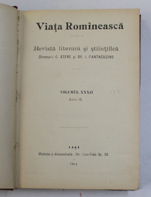 VIATA ROMANEASCA , REVISTA LITERARA SI STIINTIFICA , VOLUMUL XXXIII , ANUL IX , 1914 foto