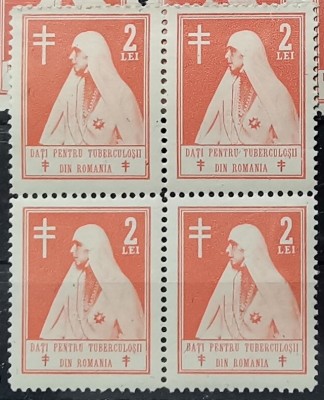 SV * Timbru &amp;Icirc;ntrajutorare 2 LEI * DATI PENTRU TUBERCULOSII DIN ROMANIA * Bloc x4 foto