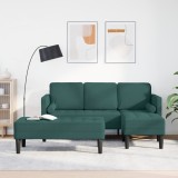 vidaXL Set canapele 2 piese cu perne din textil verde &icirc;nchis