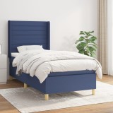 Cumpara ieftin Pat box spring cu saltea, albastru, 100x200 cm, textil