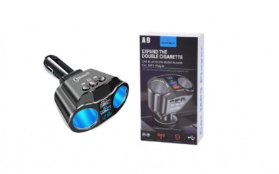Modulator FM Bluetooth A9, Dual USB max. 4.8A, 2 adaptoare bricheta, Hands Free, ecran LED foto